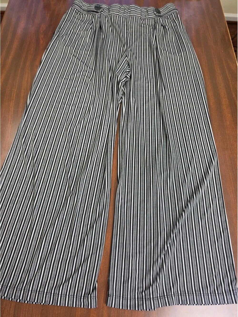 Star Style Black White Striped Wide Leg Pants XL Palazzo Casual Boho Chic Comfy